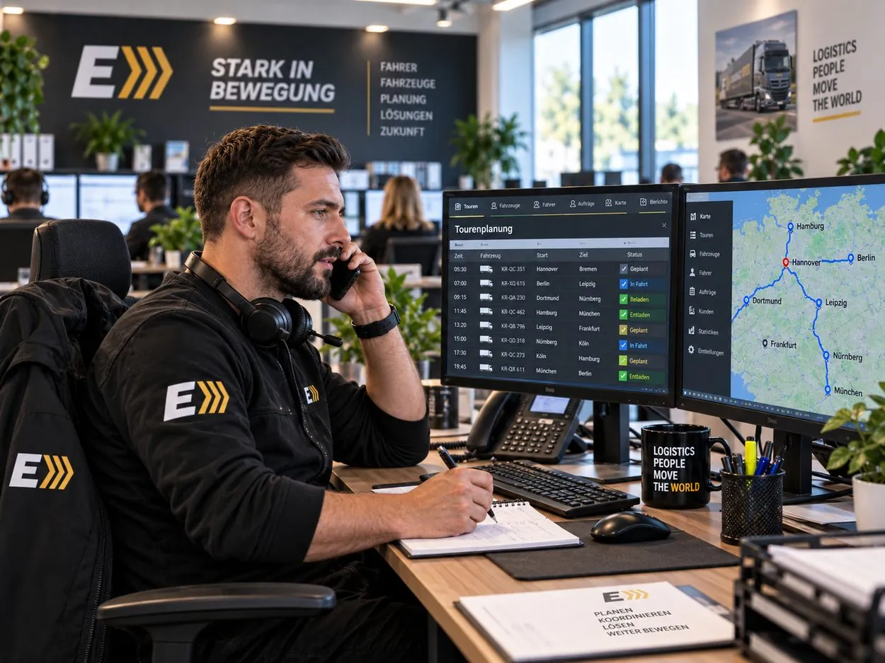 Disponent bei der Tourenplanung, KI-generiertes Bild